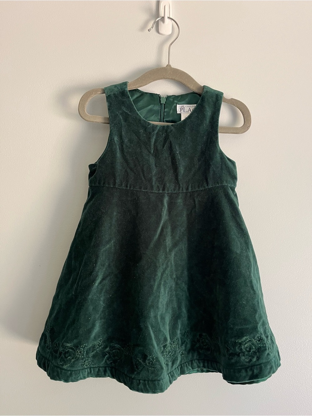 The Children's Place Dark Green Velvet Holiday Dress